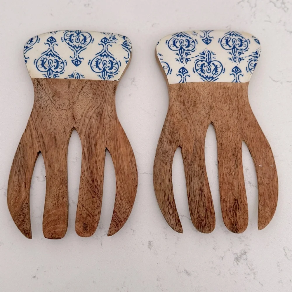 Salad Hands,  Wood Salad Servers, Salad Serving Set OF 2